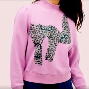 kate spade Pink Sweatshirt with Floral Cat Motif